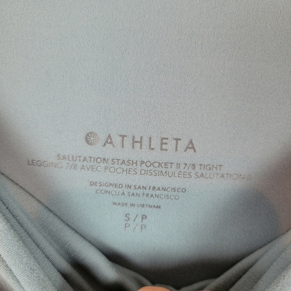 Athleta Salutation Stash Pocket 2 7/8 Tights Leggings Seafoam Green Size Small - Picture 2 of 13